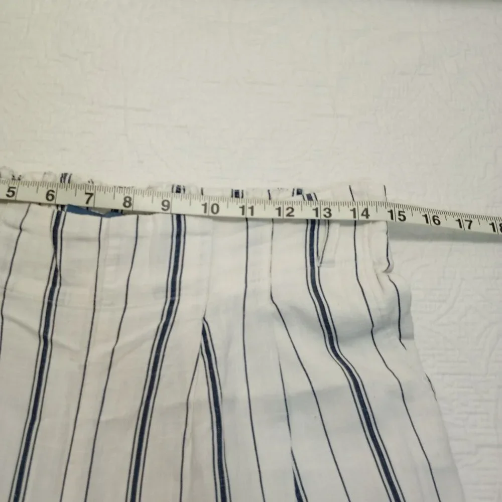 Indigo Rising Pants Cropped Striped Linen Cotton Blend Size M Womens